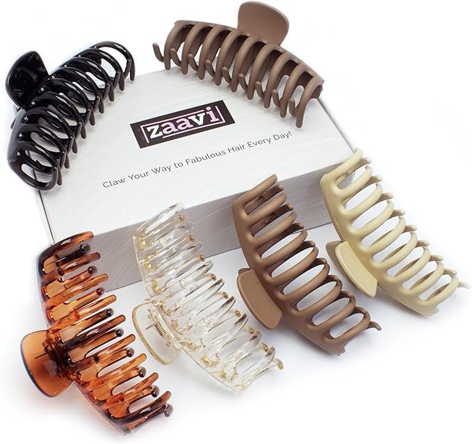 zaavi Assorted Claw Clip Set – 3 Glossy, 3 Matte Style Hair Claws Clips for Women, Presented in... | Amazon (UK)