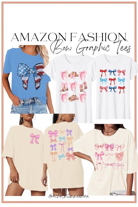 Bow graphic tees on Amazon! So cute and several of them come in multiple color options. 

Amazon fashion. Bow. Graphic tee. Ltk under 50. 