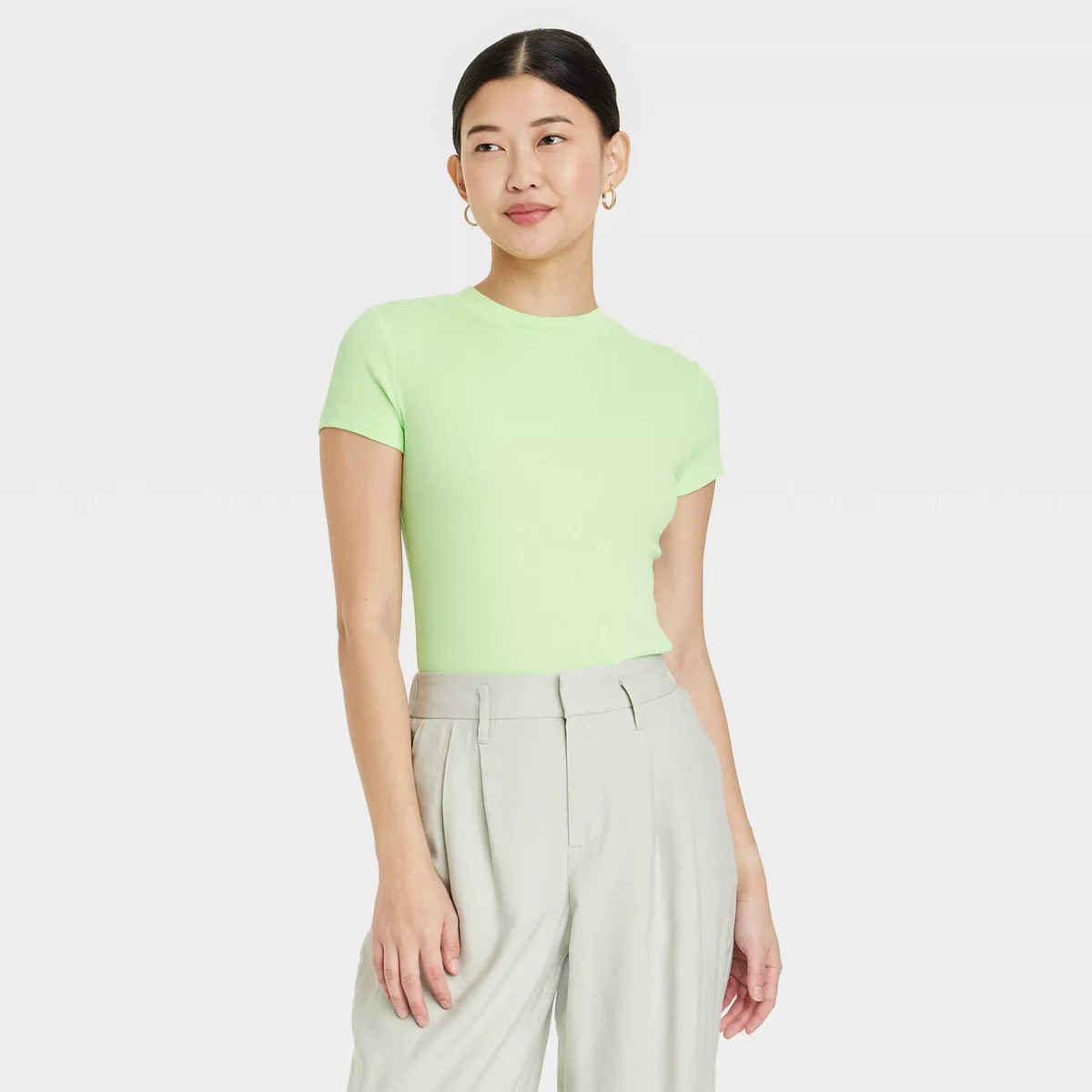 Women's Slim Fit Short Sleeve Ribbed T-Shirt - A New Day™ | Target