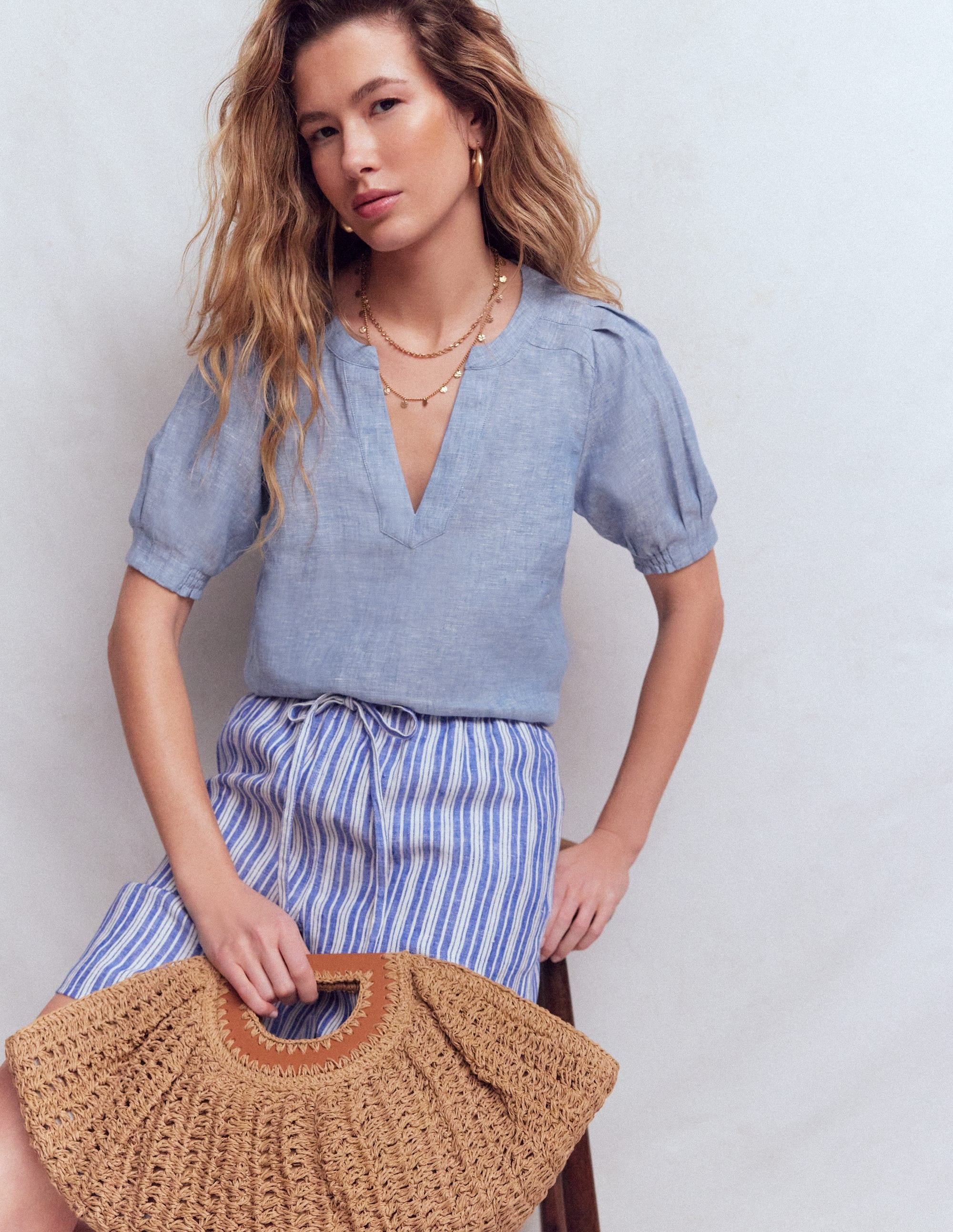 Rae Linen Top-Chambray | Boden (US)