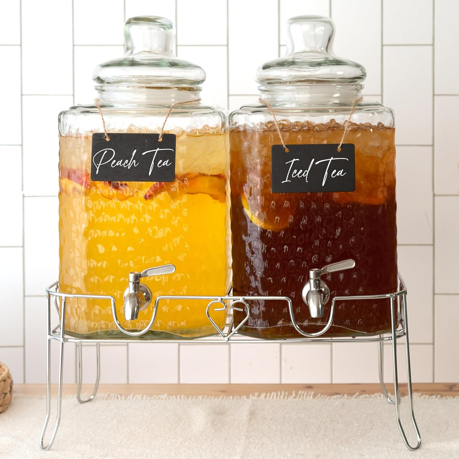 Ilyapa Double Glass Beverage Dispenser with Stand - 2 Gallon Large Drink Dispensers for Ice Water... | Amazon (US)