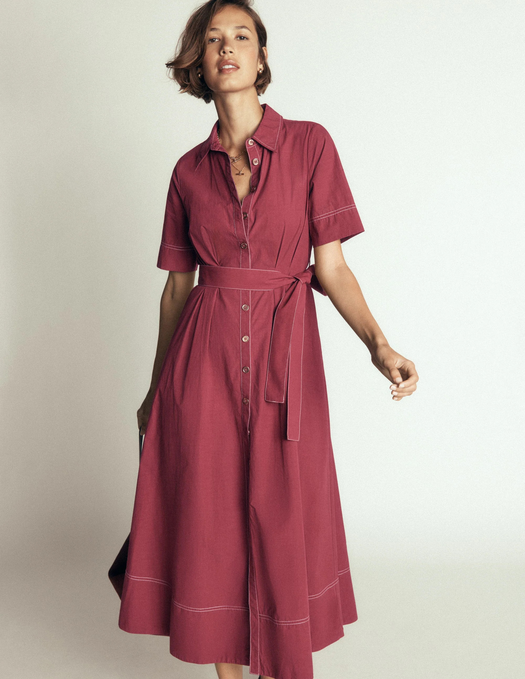Sarah Cotton Midi Shirt Dress-Black | Boden (US)