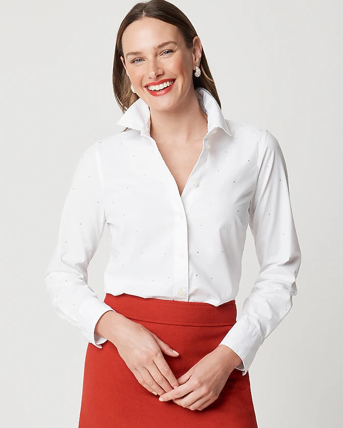 Jewel-embellished button-up shirt | J.Crew Factory