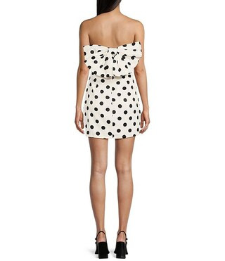 Strapless Satin Polka Dot Dress | Dillard's
