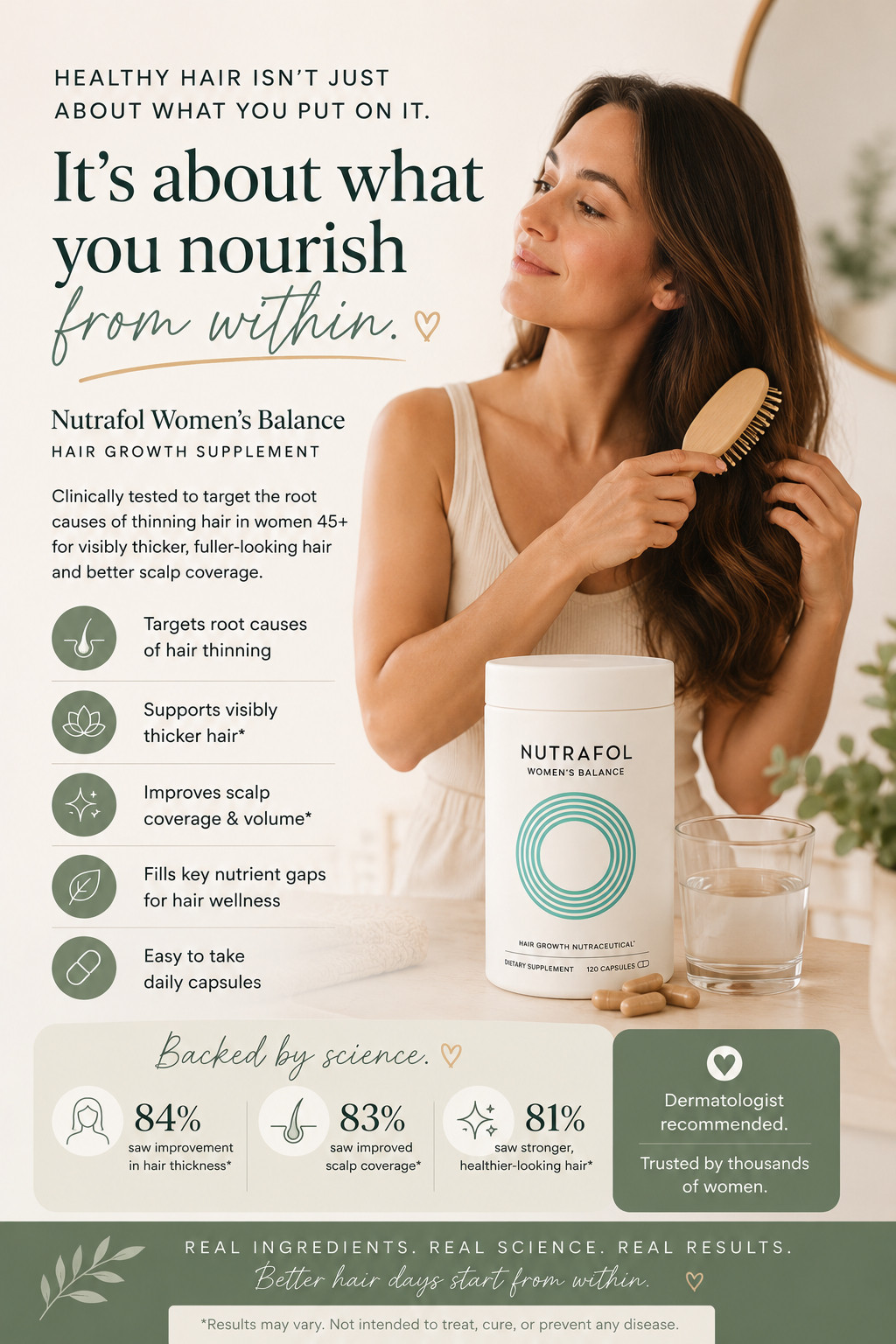 ✨ THICKER, HEALTHIER-LOOKING HAIR STARTS HERE ✨

If you've noticed increased hair shedding, thinning around your part line, or less volume than you used to have, you're not alone. As women enter perimenopause and menopause, hormonal changes can impact hair growth and scalp coverage.

That's why Nutrafol Women's Balance has become one of the most talked-about hair wellness supplements for women 45+. This clinically tested formula is designed specifically for women experiencing age-related hair thinning and helps support visibly thicker, fuller-looking hair and improved scalp coverage.

💕 Designed for women 45+
💕 Supports visibly thicker hair
💕 Helps improve scalp coverage
💕 Dermatologist-recommended brand
💕 Targets root causes of hair thinning
💕 Easy addition to your daily wellness routine

I've been focused on supporting healthy hair, skin, and confidence from the inside out, and this is one of the most popular supplements women continue to recommend.

#Nutrafol #HairGrowth #HealthyHairJourney #WomenOver40 #WomenOver45 #MenopauseSupport #HairCareRoutine #WellnessJourney #BeautyFromWithin #LTKBeauty
 

 #LTKselfcare #LTKOver40 #LTKBeauty