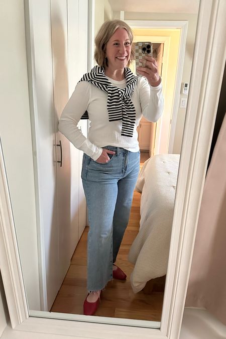 Classic OOTD
(Striped sweater old from Everlane)
Tee (medium)
Jeans (TTS)
Flats (TTS)