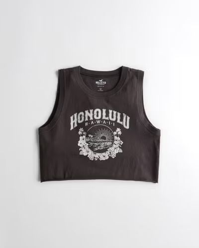 Women's Easy Crop Graphic Muscle Tank | Women's Tops | HollisterCo.com | Hollister (US)