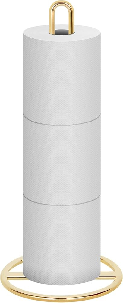 Gold Toilet Paper Holder Stand, OBODING, Freestanding Toilet Paper Holder for Storing 3 Rolls of ... | Amazon (US)