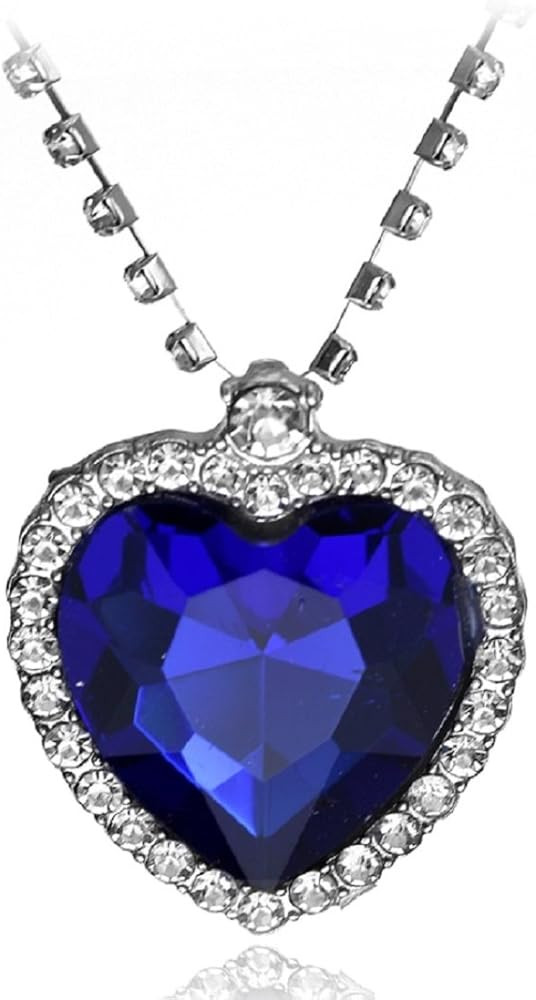Yippo Accessories Titanic Blue Heart of Ocean Crystal Costume Necklace Pendant | Amazon (US)