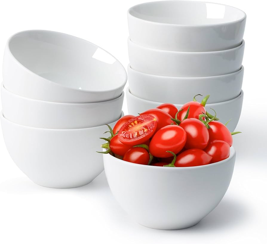 NUTRIUPS 10oz Small Ceramic Bowls, 4.3in Ice Cream Bowl Set, White Bowls for Dessert Snack Rice S... | Amazon (US)