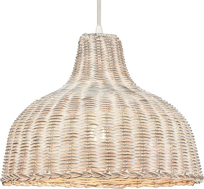 Signature Hardware 953463 Bowfin 14" Wide Pendant with Rattan Shade | Amazon (US)