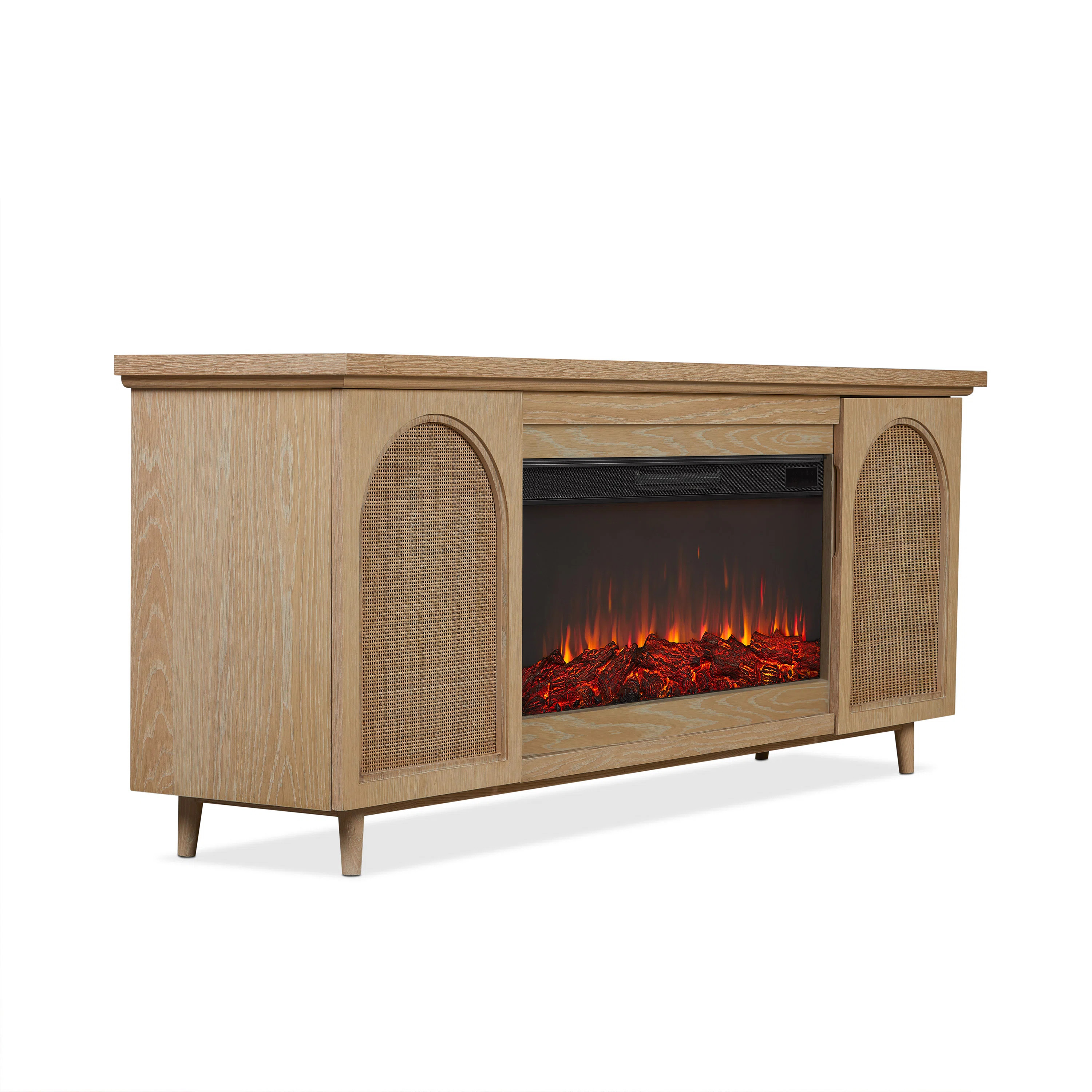 Dahlia 76" Landscape Electric Fireplace Tv Stand In White Oak | Wayfair North America