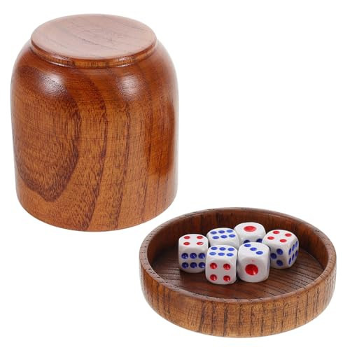 ibasenice Wooden Dice Cup with Lid Solid Wood Dice Shaker Cup 5 Dices Included for Board Games Party Games Bar and Ktv Entertainment Accessories | Amazon (US)
