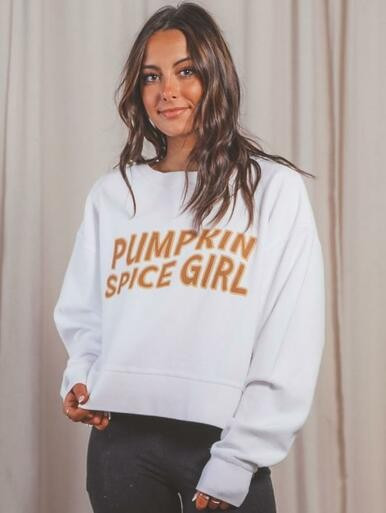 Pumpkin Spice Girl Cropped Corded Sweatshirt | Material Girls