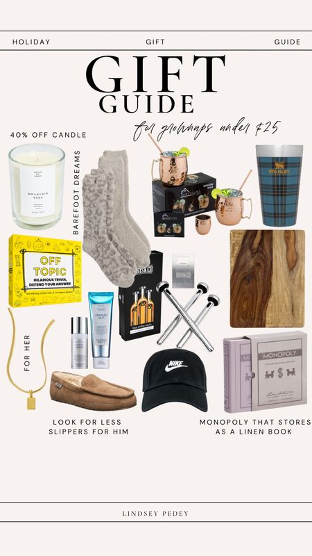 Gift Guide : Adults Under $25 

Gifts under $25 , Amazon gift guide , gift guide for her , gift guide for him , white elephant gift idea , gift exchange idea , coworker gift idea , Walmart finds , revolve men , Moscow mule , bar essentials , kitchen styling , madewell , adult games , barefoot dreams 

#LTKGiftGuide #LTKunder50 #LTKHoliday