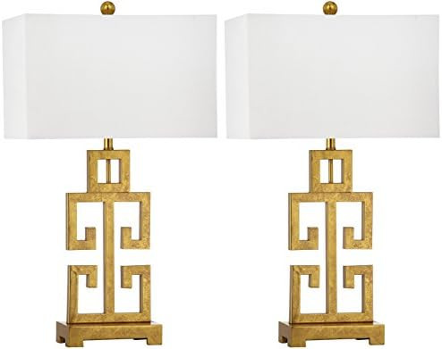 SAFAVIEH Lighting Collection Greek Key Farmhouse Glam Antique Gold 29-inch Bedroom Living Room Ho... | Amazon (US)