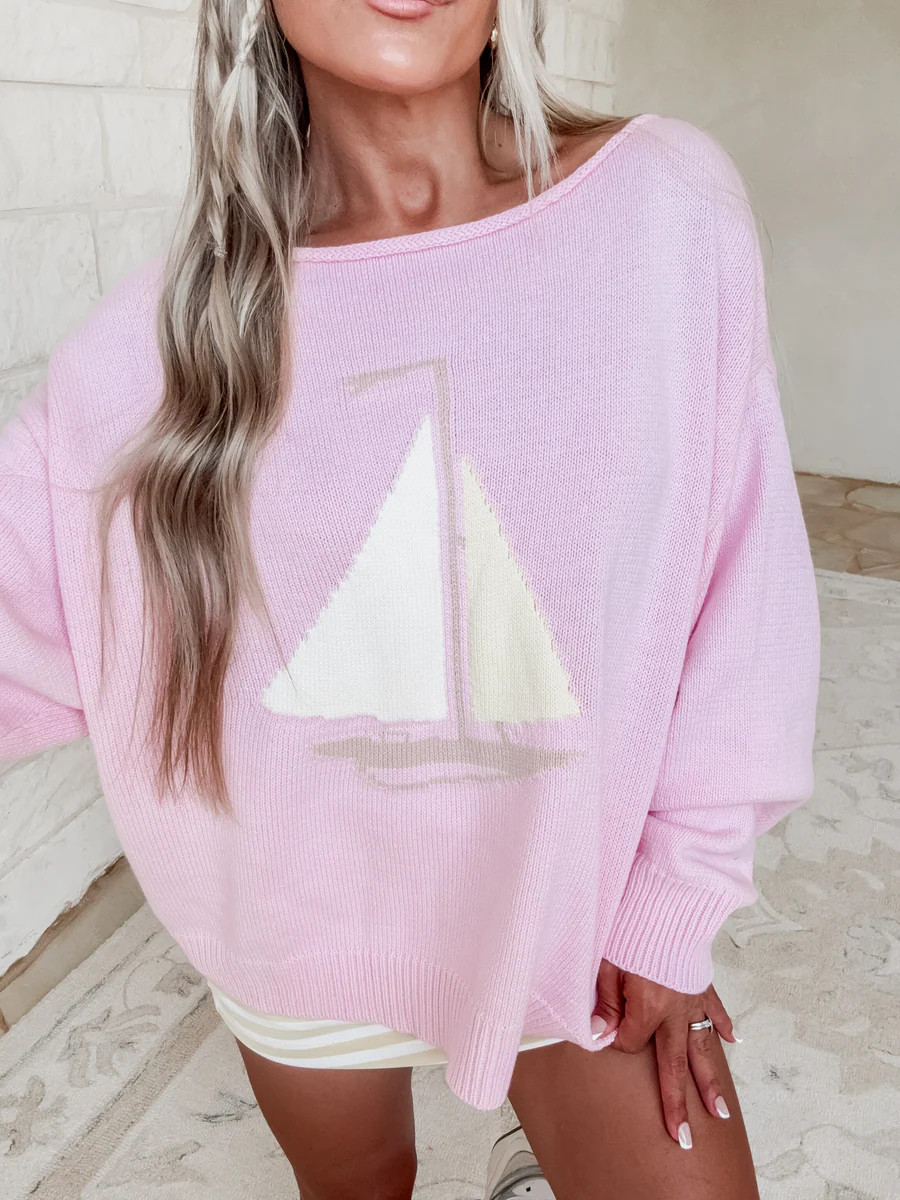 Sailing Away Boat Neck Sweater | CK Squared Boutique