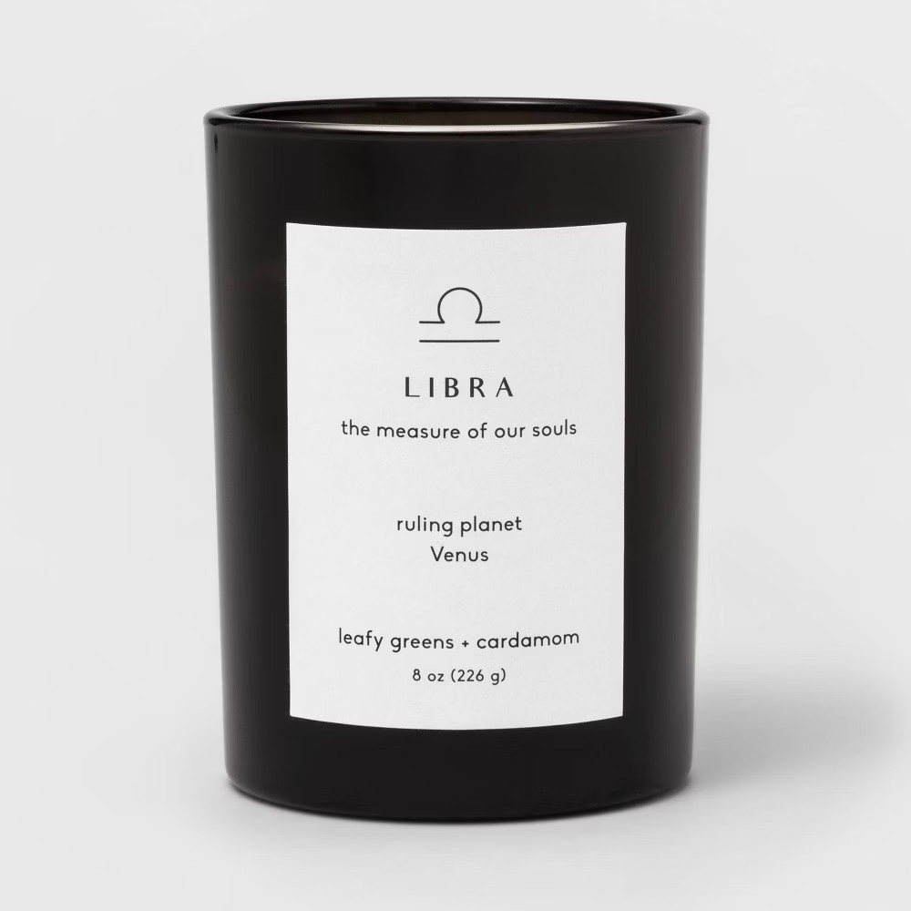 8oz Glass Jar Zodiac Libra Candle Black - Project 62 | Target
