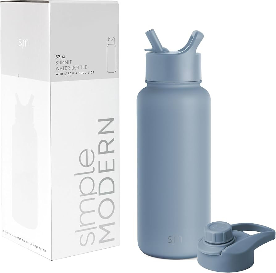 Simple Modern Water Bottle with Straw and Chug Lid Vacuum Insulated Stainless Steel Metal Thermos... | Amazon (US)