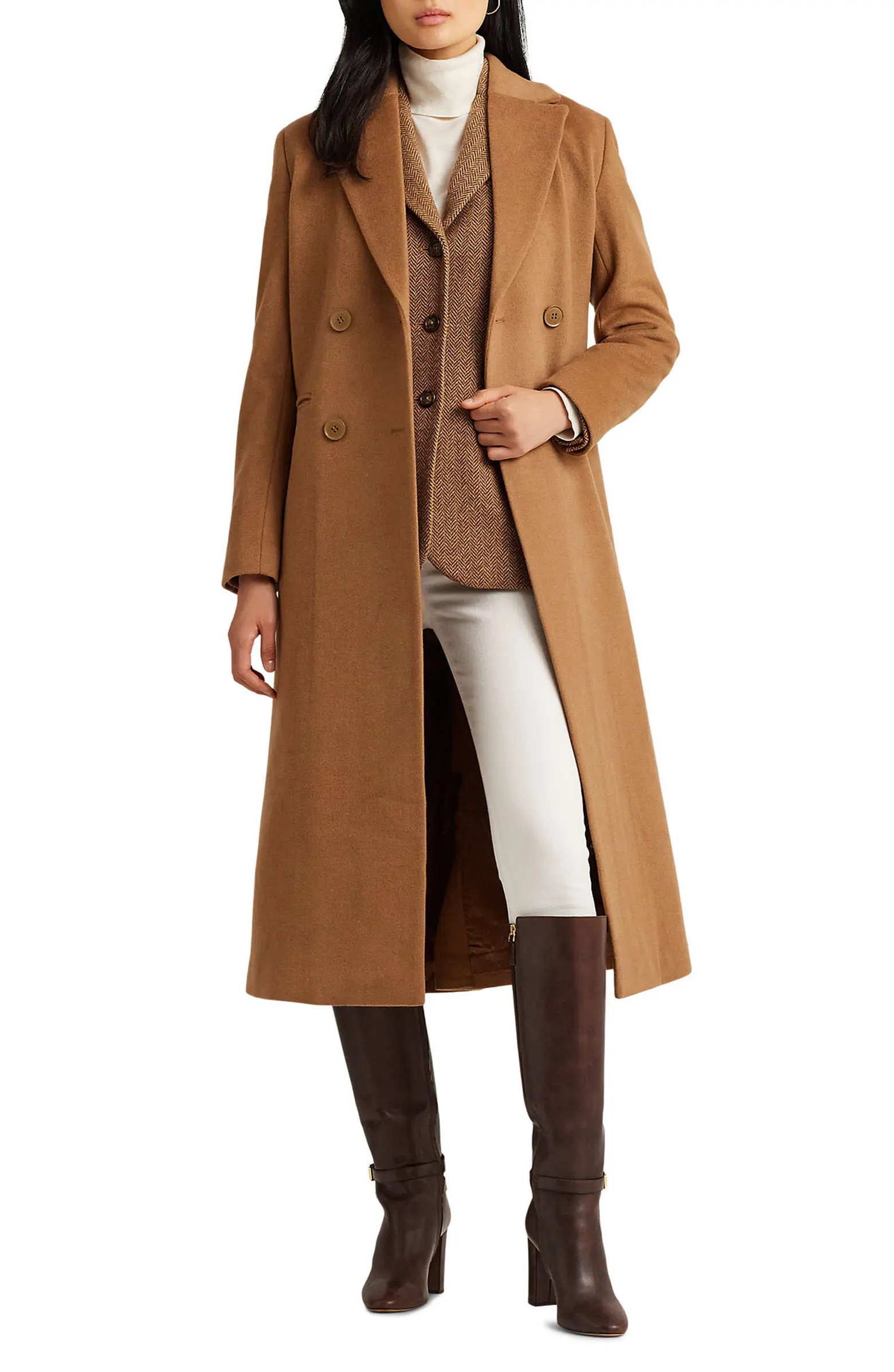 Lauren Ralph Lauren Double Breasted Wool Blend Reefer Coat | Nordstrom | Nordstrom