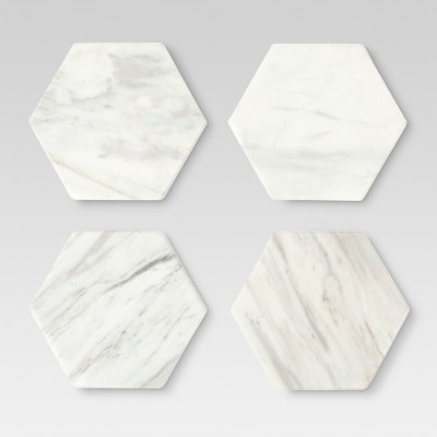 Set of 4 Stackable Coasters Marble White - Threshold™ | Target