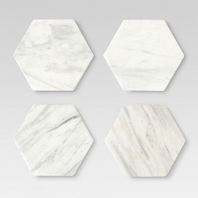 Set of 4 Stackable Coasters Marble White - Threshold™ | Target