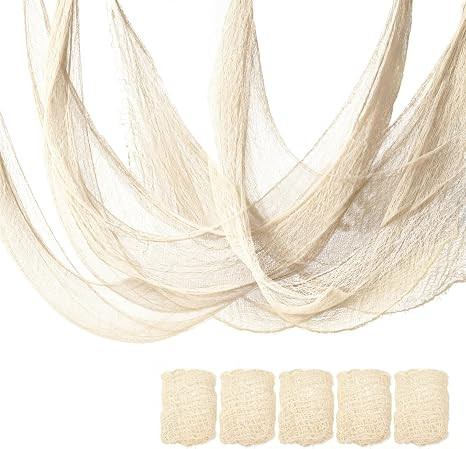 5 Pcs Beige Halloween Gauze Creepy Cloth Fabric Tapestry Decor Decorations | Amazon (US)