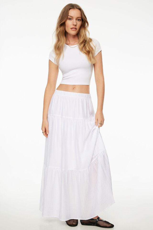 Daisy Sheer Tiered Maxi Skirt | Dynamite Clothing