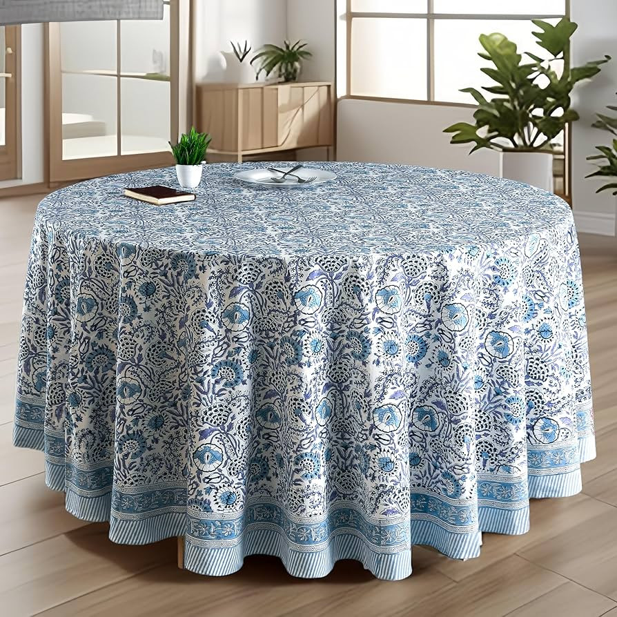CPC Round Tablecloth- Cotton Indian Block Print Tablecloth -Handmade Printed Washable Cotton Tabl... | Amazon (US)