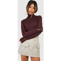 Womens Basic Fine Gauge Roll Neck Jumper - Brown - L | NastyGal UK