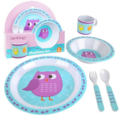 Bentology 5 Piece Mealtime Baby Feeding Set for Kids and Toddlers (Owl) - Durable, Dishwasher Safe, BPA Free - Gift for Parents & Their Kids! | Target