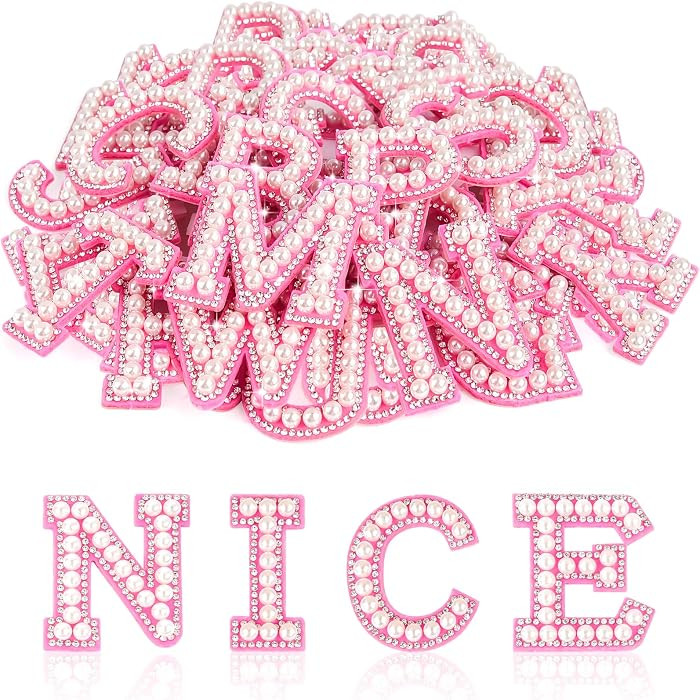 ASTARON 26 Pcs Self Adhesive Letter Patches Pearl Rhinestone Letter Stickers, Glitter Rhinestone ... | Amazon (US)