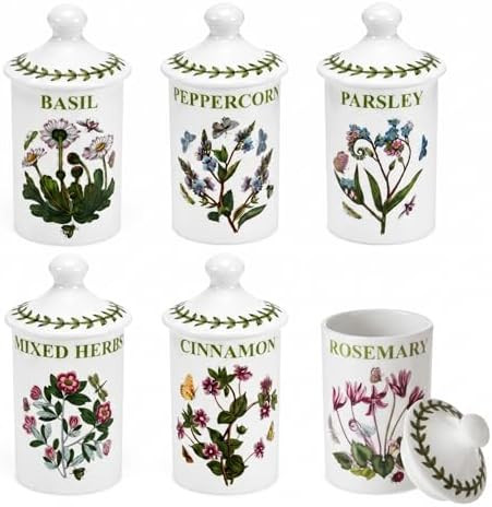 Portmeirion 634268 Botanic Garden Spice Jars (Set of 6), 4.5", White | Amazon (US)