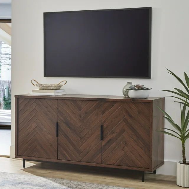 Better Homes & Gardens Wyatt Geo TV Stand for TVs up to 70",  Walnut Finish | Walmart (US)