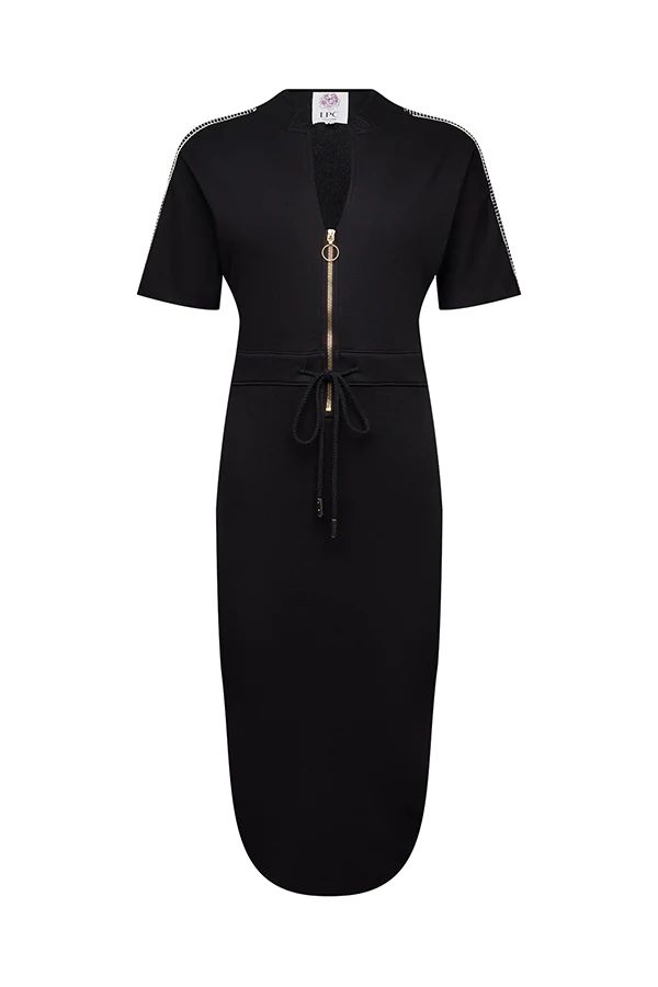 The Chelsea Stretch Terry Dress in Black | La Peony Clothing