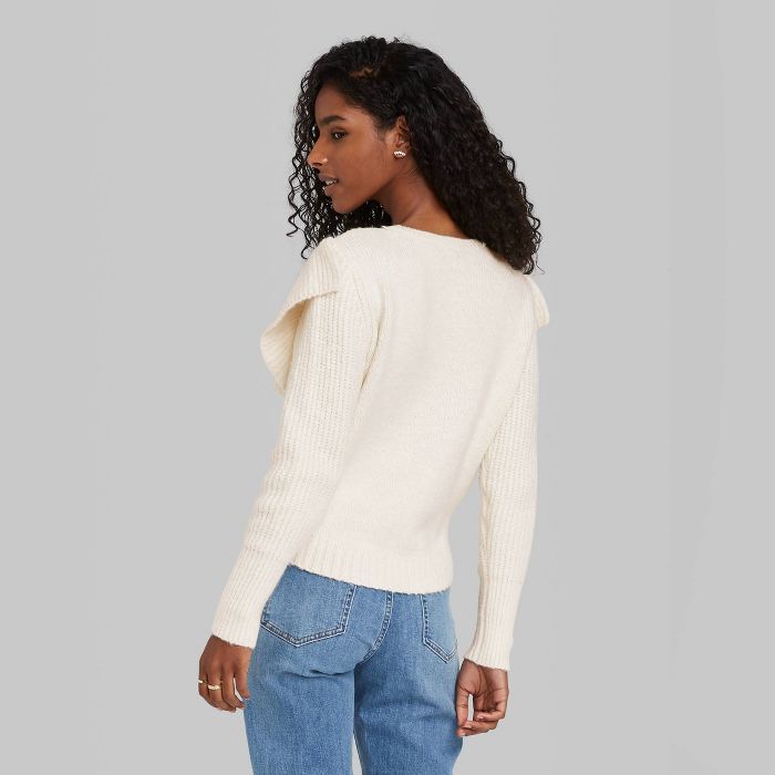 Women's Crewneck Ruffle Pullover Sweater - Wild Fable™ | Target