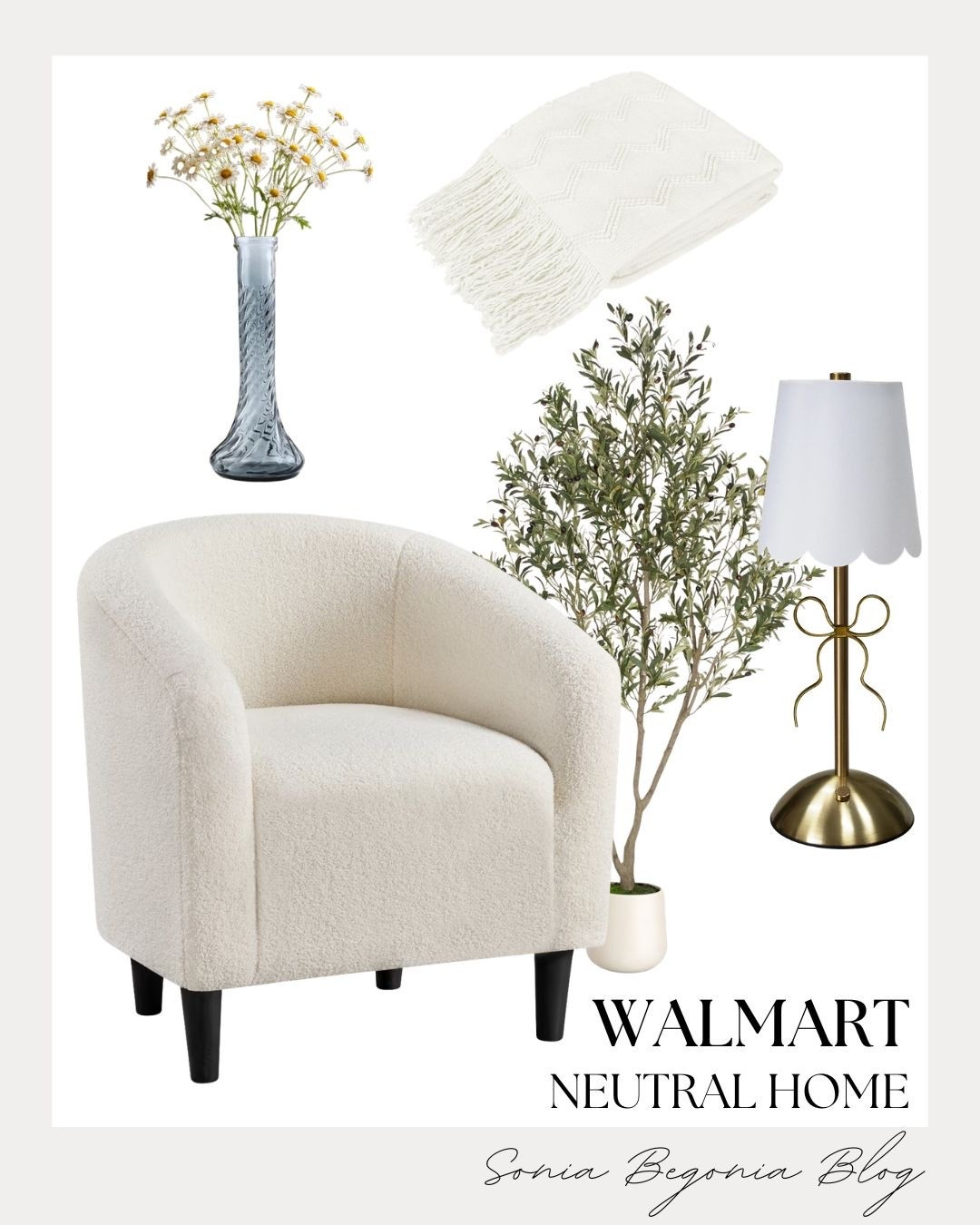 Transform your space into a peaceful oasis with these stunning neutral essentials! 🤍

I am completely obsessed with this cozy white bouclé barrel chair and the charming scalloped bow table lamp. They add the perfect touch of texture and elegance to any room.

Complete the aesthetic with a soft textured throw blanket and fresh florals. Everything is linked and ready to shop! 🕊️✨

#walmarthome #neutralhome #aestheticdecor #neutralaesthetic #walmartfinds #homedecor #cozyhome #interiorinspiration #armchair #decorfinds

#LTKHome