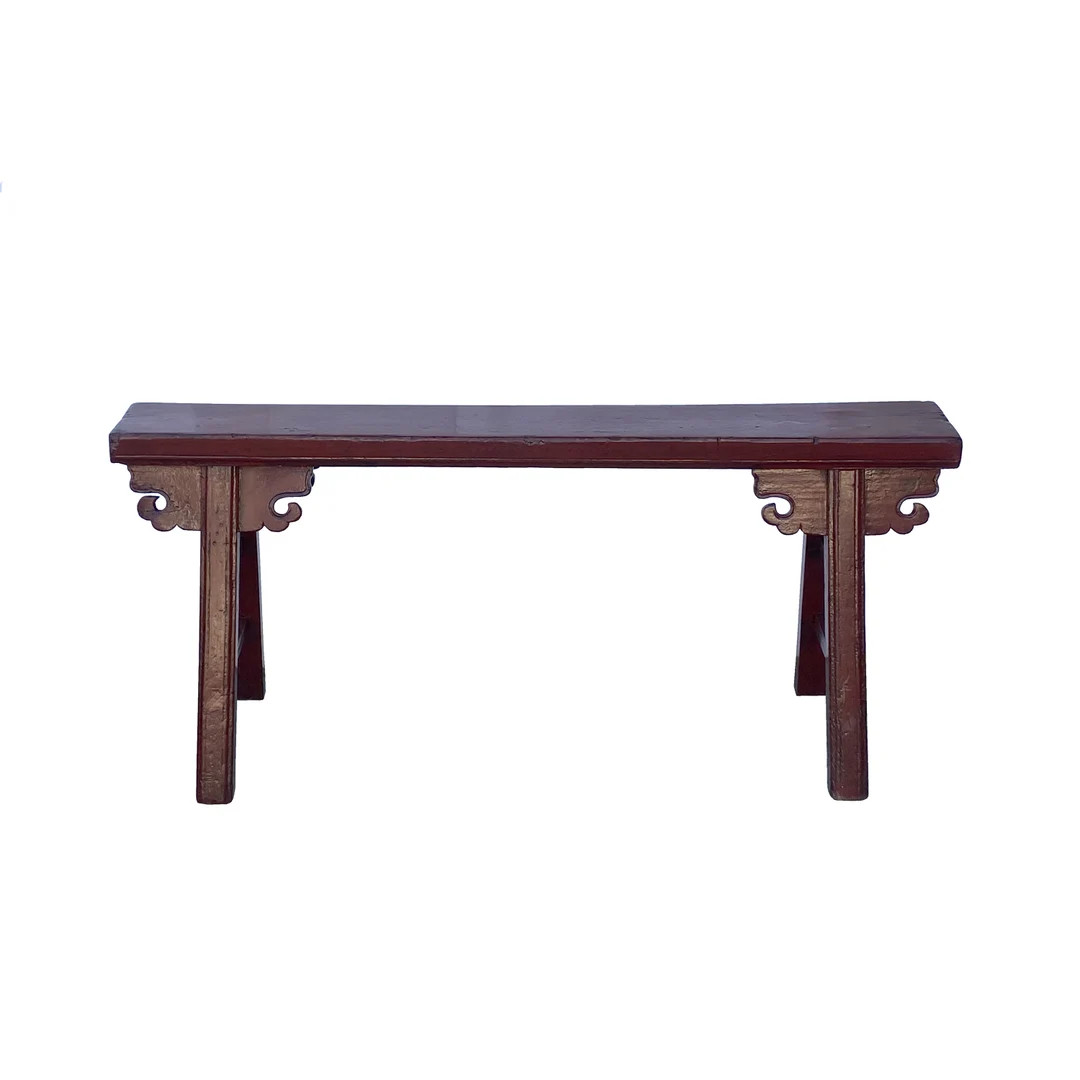 Vintage Oxblood Red Rural Village Rustic Slim Wood Seating Bench Cs7322e - Etsy | Etsy (US)