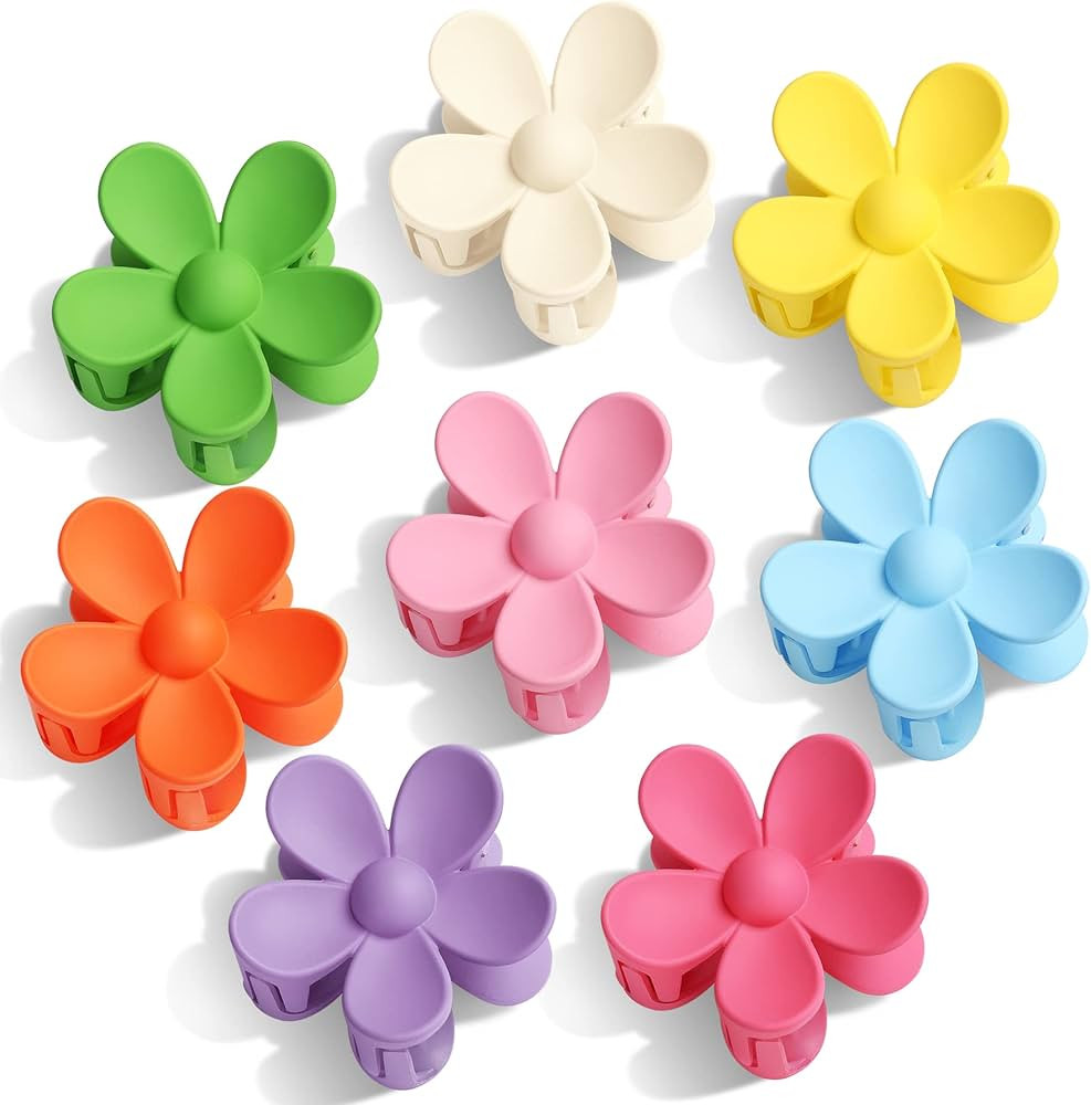 Tyfthui 8 Pieces Flower Hair Clips, Matte Daisy Hair Claw Clips for Women Thick Hair, 8 Colors Cu... | Amazon (US)