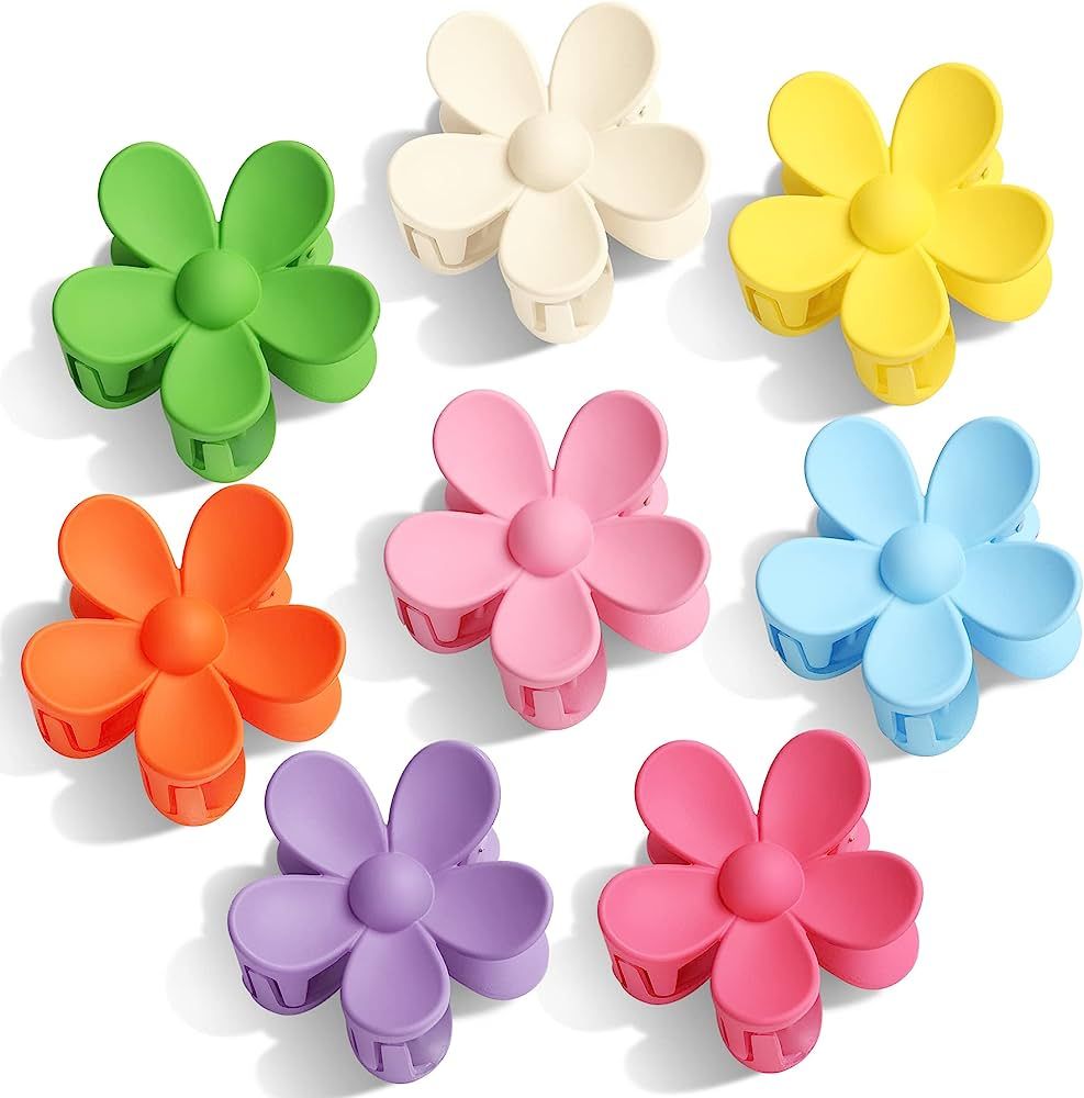 Tyfthui 8 Pieces Flower Hair Clips, Matte Daisy Hair Claw Clips for Women Thick Hair, 8 Colors Cu... | Amazon (US)