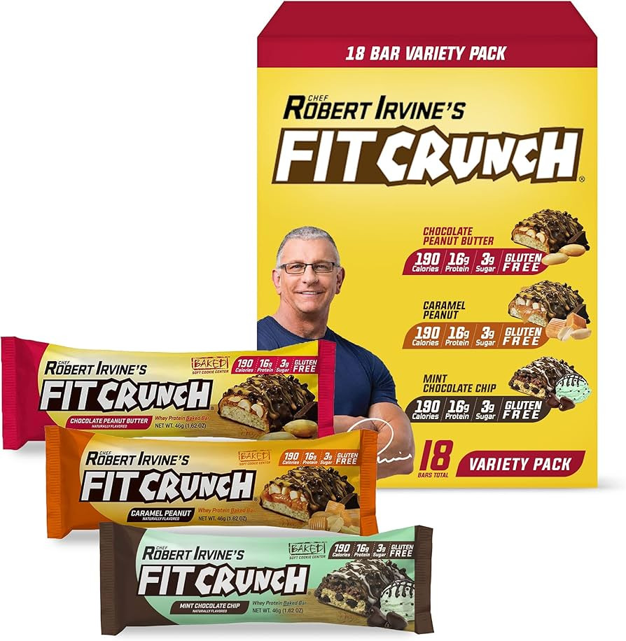 FITCRUNCH Snack Size Protein Bars, Designed by Robert Irvine, 6-Layer Baked Bar, 3g of Sugar, Glu... | Amazon (US)