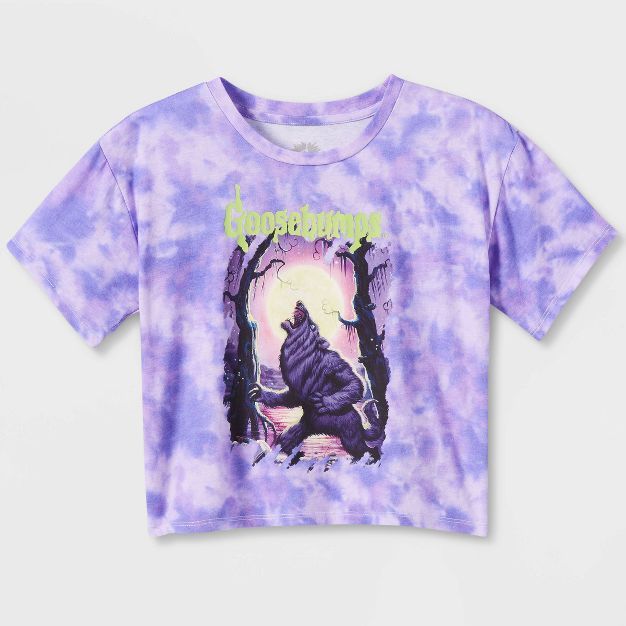 Girls' Goosebumps Halloween Cropped Graphic T-Shirt - Purple | Target