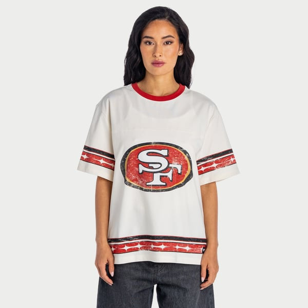 San Francisco 49ers The Wild Collective Women's Oversized Established Boyfriend T-Shirt - Cream | Fanatics