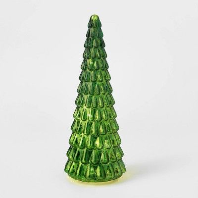 LIT Large Mercury Glass Christmas Tree Decorative Figurine Green - Wondershop™ | Target