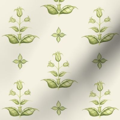 Sweet Sprouts Green on Cream | Spoonflower