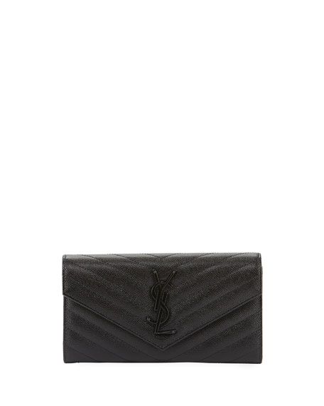 YSL Logo Medallion Continental Wallet | Neiman Marcus