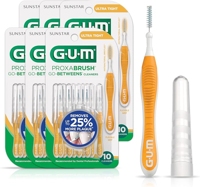 GUM Proxabrush Go-Betweens Ultra Tight Interdental Brushes – Soft Bristle Dental Picks for Plaque Removal, Gum Health & Braces Care, 10 Count (Pack of 6) 60 Total | Amazon (US)