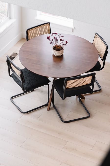 Inexpensive dining set!

Table
Chairs 
Amazon 
Target 
Home decor 
Faux plant 

#LTKStyleTip #LTKFamily #LTKHome