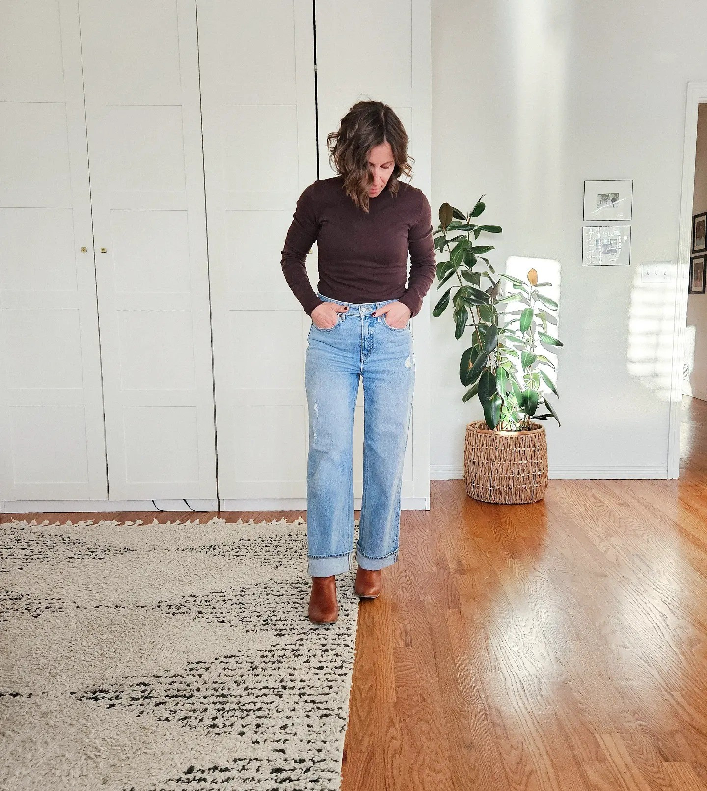 Jeans run TTS, new version of boots linked.

