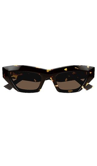Bottega Veneta Edgy Narrow Cat Eye Sunglasses in Brown. | Revolve Clothing (Global)